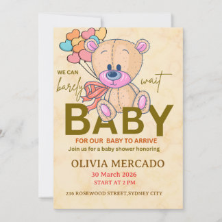 Cute Editable Neutral Baby Shower Invitation Inbjudningar