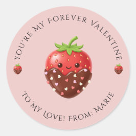 Cute Editable Strawberry Valentine Sticker Runt Klistermärke