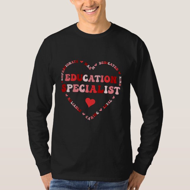 Cute Education Specialist Valentines Day Heart  1 T Shirt (Framsida)