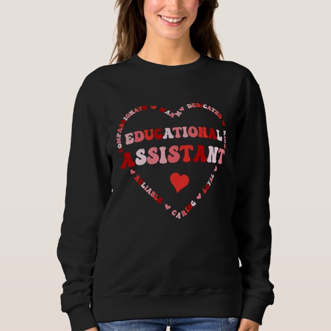 Cute Educational Assistant Valentines Day Heart T Shirt (Framsida)