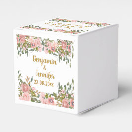 Cute Eegant Rosa Blommigt Greenery och guld Bröllo Presentaskar