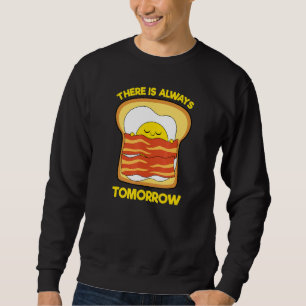 Cute Egg Bacon Toast finns alltid i morgon Lång Ärmad Tröja