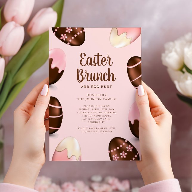 Cute Egg Hunt och Påsk Brunch Inbjudningar (Cute Egg Hunt And Easter Brunch Invitation)