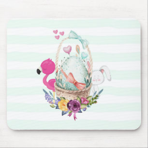 Cute Egg i Basket med Flamingo och Bunny Musmatta