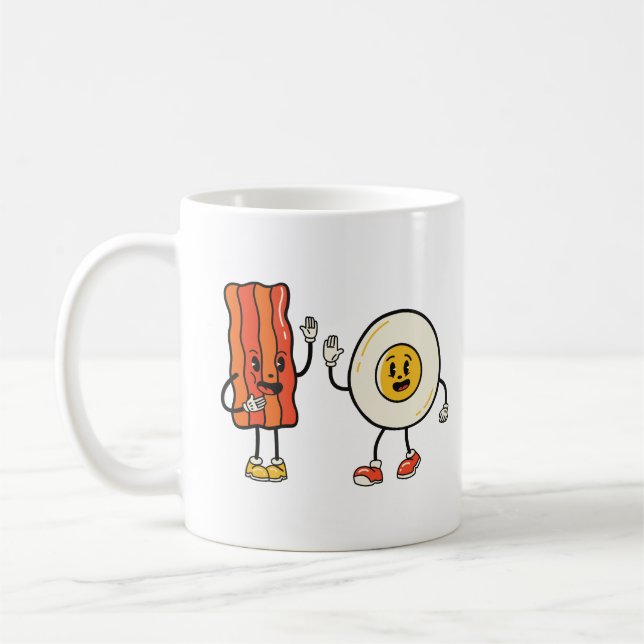 Cute Egg och bacon Kaffemugg (Vänster)