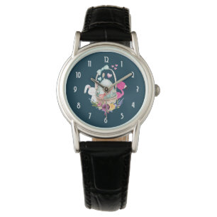 Cute Egg, Rosa Flamingo & Bunny, vattenfärg Armbandsur