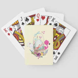 Cute Egg, Rosa Flamingo & Bunny, vattenfärg Casinokort