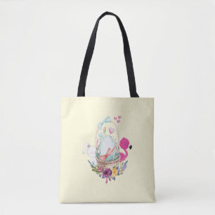 Cute Egg, Rosa Flamingo & Bunny, vattenfärg Tygkasse