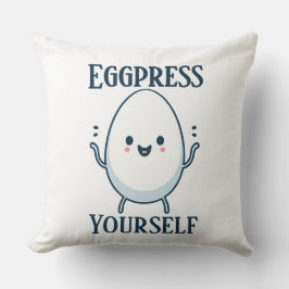 Cute "Eggpress Yourself" Funny Pun Kudde