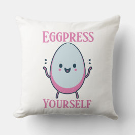 Cute "Eggpress Yourself" Funny Pun Kudde