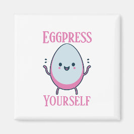 Cute "Eggpress Yourself" Funny Pun Magnet