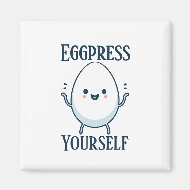 Cute "Eggpress Yourself" Funny Pun Magnet (Framsidan)