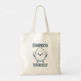 Cute "Eggpress Yourself" Funny Pun Tote Bag Tygkasse