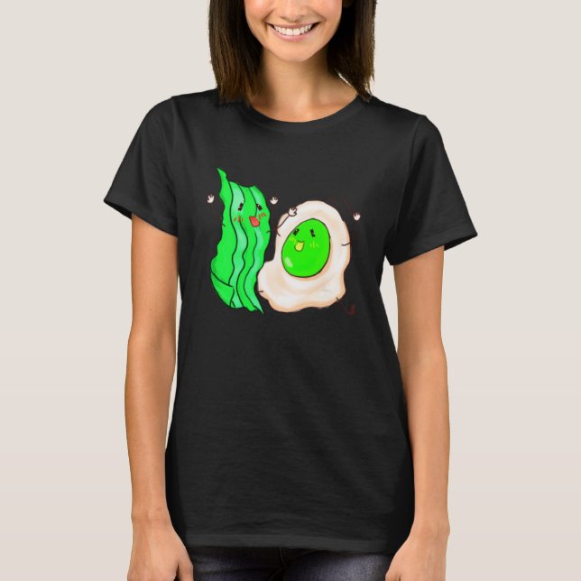 Cute Eggs Ham Smile Ansikte Brunch Breakfast Costu T Shirt (Framsida)