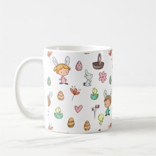 Cute Eggs Rabbit Kids Mönster Påsk Kaffemugg