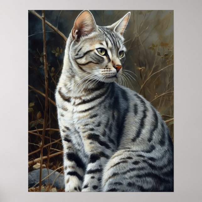 Cute Egyptian Mau Cat Art Print Poster (Framsidan)