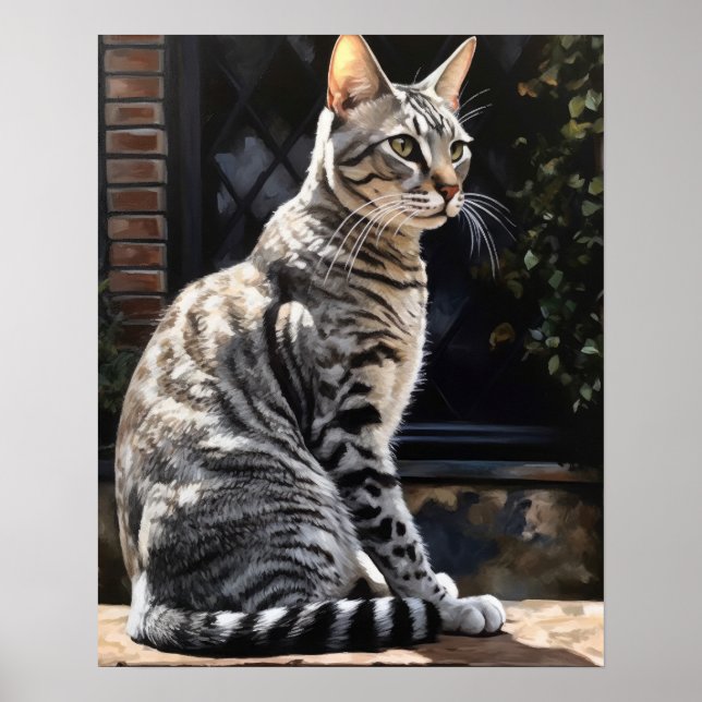 Cute Egyptian Mau Cat Art Print Poster (Framsidan)