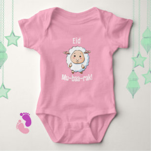 Cute ’Eid Mubarak’ Får Rosa Flicka Bodykostym T Shirt
