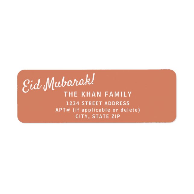 Cute Eid Mubarak Returadress Sticker-etikett Returadress Etikett (Framsidan)