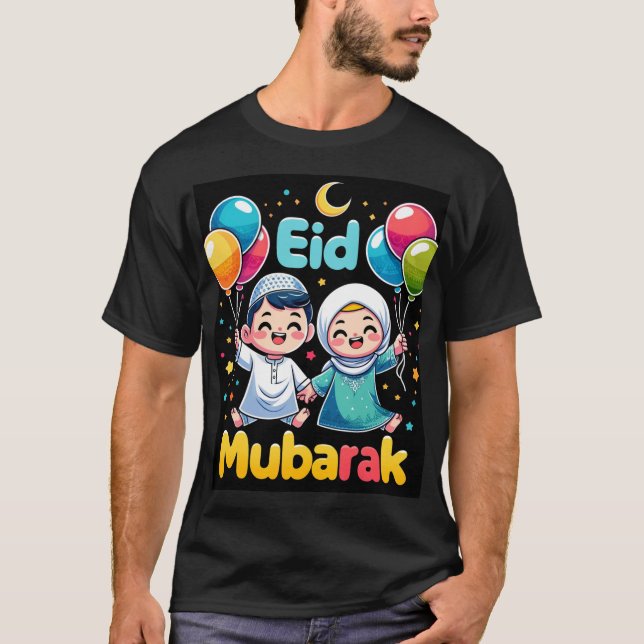 Cute Eid Mubarak Tecknad Kids Manar Tshirt T Shirt (Framsida)