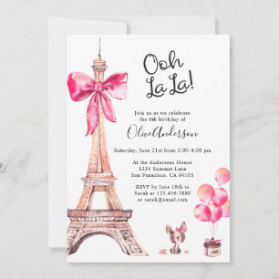 Cute Eiffel Torn, inbjudan till födelsedagen i Par