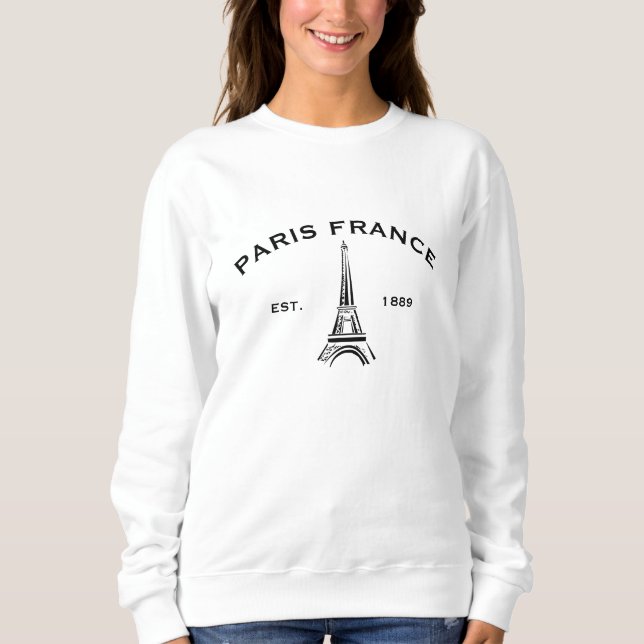 Cute Eiffel Towel Paris Sweatshirt T Shirt (Framsida)