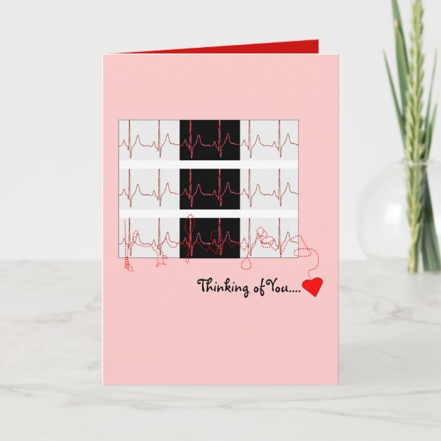 Cute EKG Valentine Day Card Helgkort (Framsida)