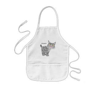 Cute elak bobcat lynx-tecknad barnförkläde