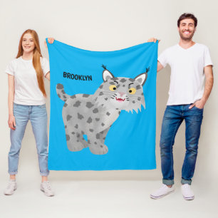 Cute elak bobcat lynx-tecknad fleecefilt