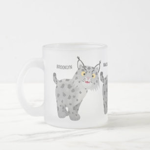 Cute elak bobcat lynx-tecknad frostad glasmugg