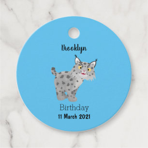 Cute elak bobcat lynx-tecknad gåvor etiketter