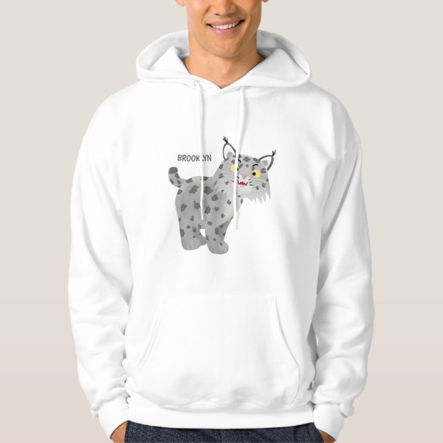 Cute elak bobcat lynx-tecknad hoodie (Framsida)