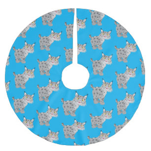 Cute elak bobcat lynx-tecknad julgransmatta borstad polyester