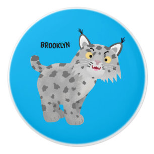 Cute elak bobcat lynx-tecknad knopp