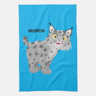 Cute elak bobcat lynx-tecknad kökshandduk