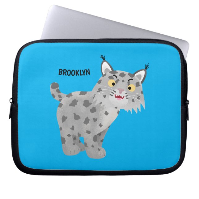 Cute elak bobcat lynx-tecknad laptop fodral (Framsidan)