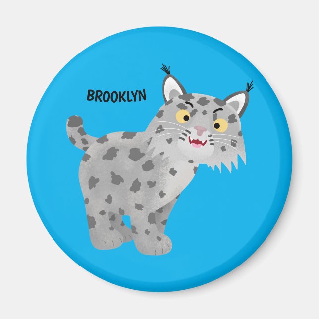 Cute elak bobcat lynx-tecknad magnet (Framsidan)
