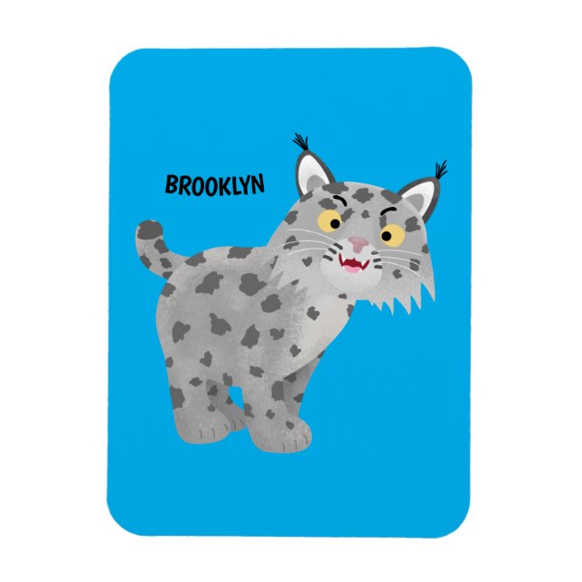Cute elak bobcat lynx-tecknad magnet (Vertikal)