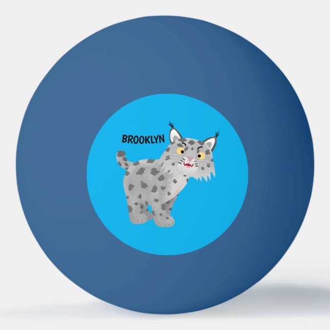 Cute elak bobcat lynx-tecknad pingisboll (Framsidan)