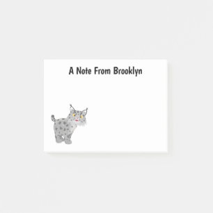 Cute elak bobcat lynx-tecknad post-it block