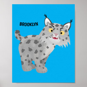 Cute elak bobcat lynx-tecknad poster