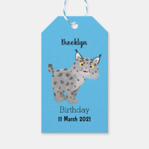Cute elak bobcat lynx-tecknad presentetikett