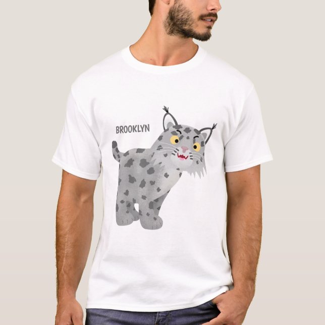 Cute elak bobcat lynx-tecknad t shirt (Framsida)