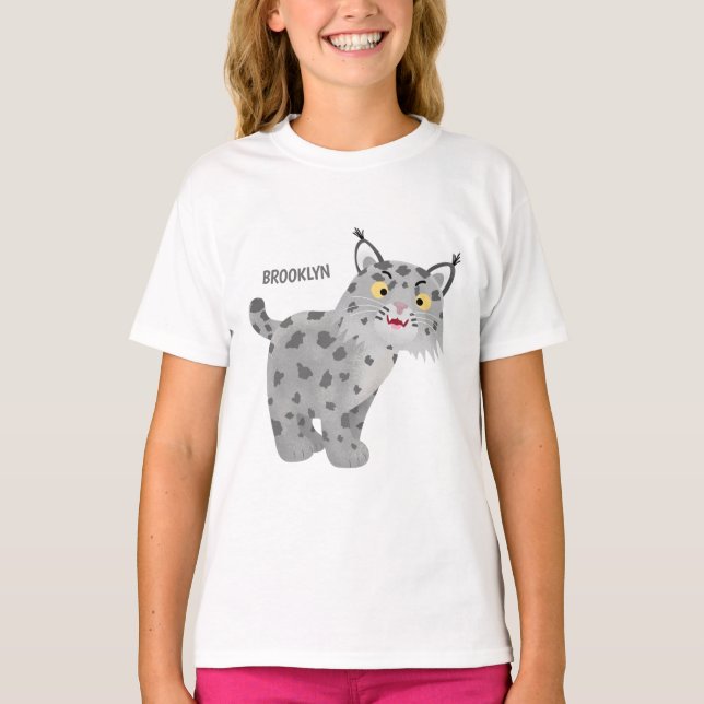 Cute elak bobcat lynx-tecknad t shirt (Framsida)