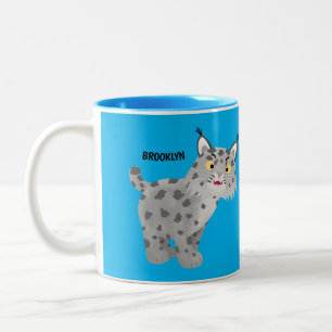 Cute elak bobcat lynx-tecknad Två-Tonad mugg