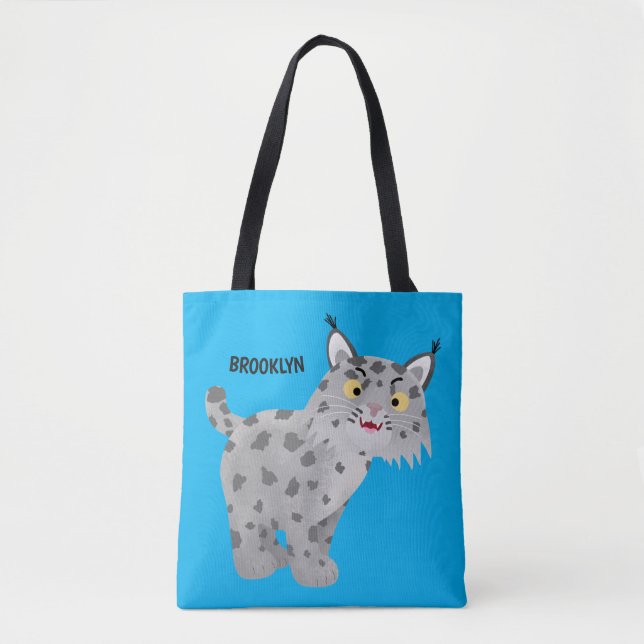 Cute elak bobcat lynx-tecknad tygkasse (Framsida)