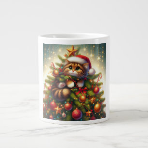 Cute, eländig katt i Julgran Jumbo Mugg