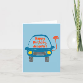 Cute Electric Car Personlig Birthday Kort