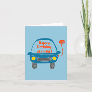 Cute Electric Car Personlig Birthday Kort