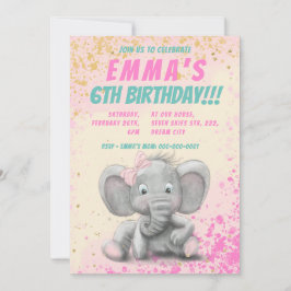 Cute elefant-flickinbjudan meddelande